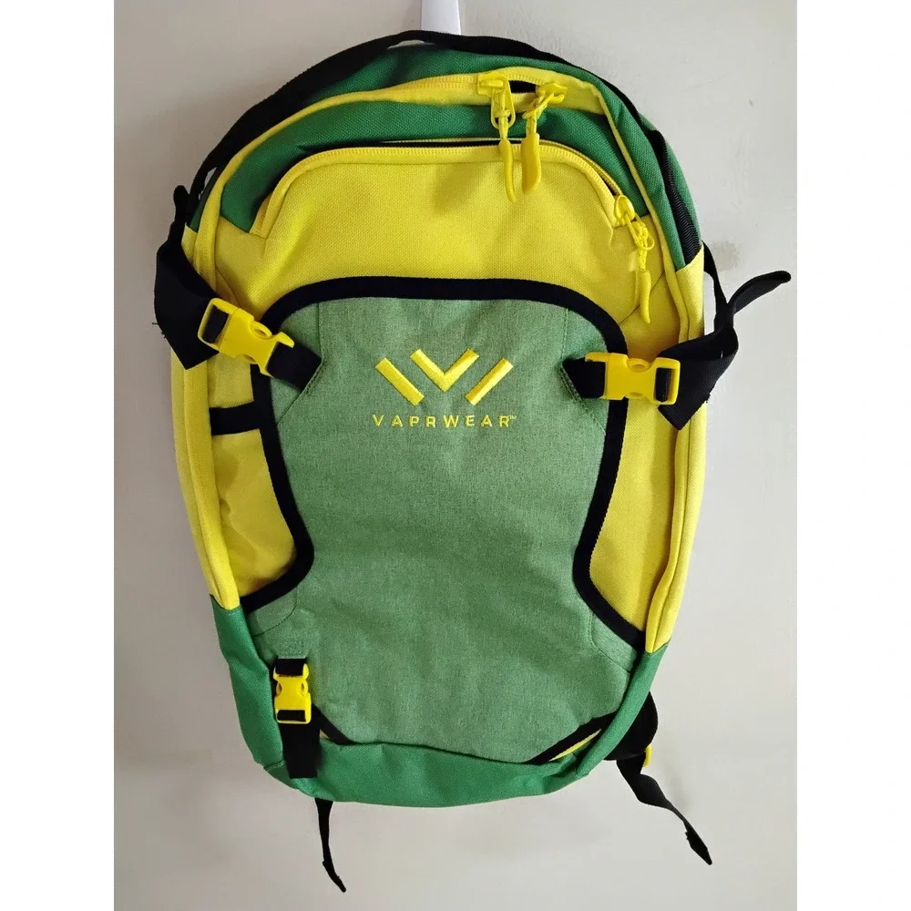 Vaprwear Tech Chamber Backpack Green Yellow Festival Travel Gear Bag